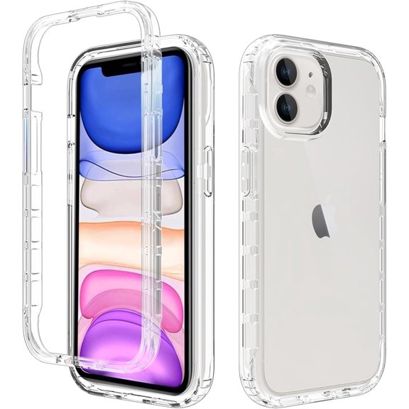 GUAJDE-Phone Case Compatible with iPhone 11, Protective Case Clear 2 in 1 (Back+Frame) Military Grade Drop Protection for 6.1 Inch