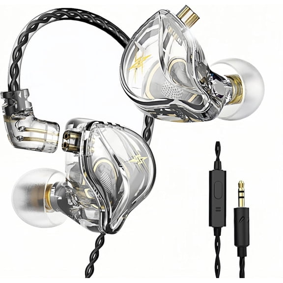 GUAJDE-QKZ ZXT in-Ear Monitors,IEM Gaming Earbuds,HiFi Stereo Wired Headphones with Detachable Cable for Musician Singer(Transparent)