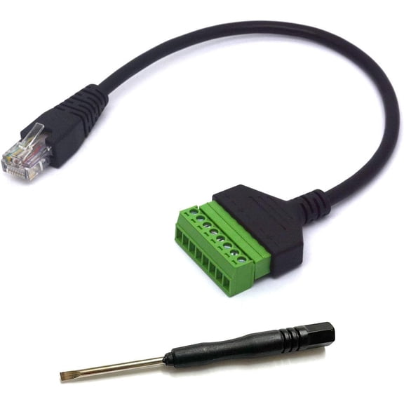 GUAJDE-RJ45 Screw Terminal, Ethernet RJ45 Male Plug to 8 Pin Screw Terminal Block Adapter Extension Cord Connector for Cat7 6 5 CCTV AV DVR UTP Network (RJ45 Male)