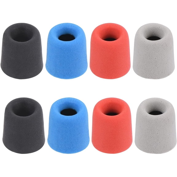 GUAJDE-Replacement Foam Ear Tips Earbuds Bud 4.7-5.5mm Small Size Earbuds Tips for Earphones Red,Blue,Silver,Black 8 Pcs