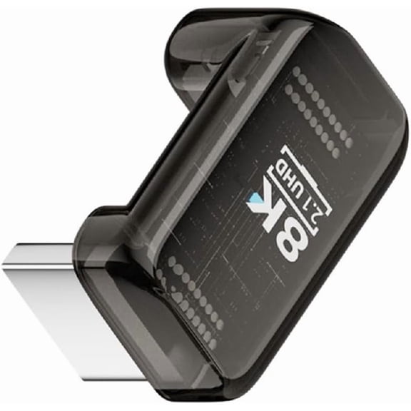 GUAJDE-UHD 8K 60hz Down Angled 360 Degree Opposite U Shape Back HDMI Male to HDMI 2.1 Female Extension Adapter Extender Transparent with Smart LED HDTV