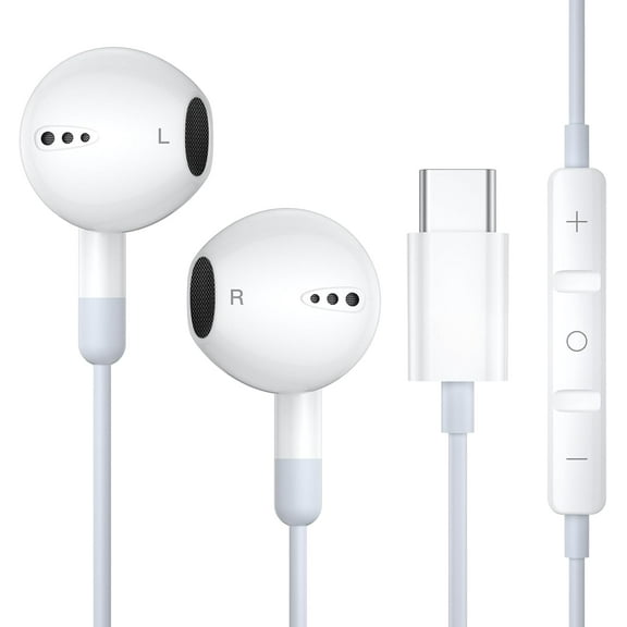 GUAJDE-USB-C Headphones, In Ear Earbuds with Built-in Microphone and Volume Control, HiFi Stereo for iPhone 16/15 Series, iPad, Android