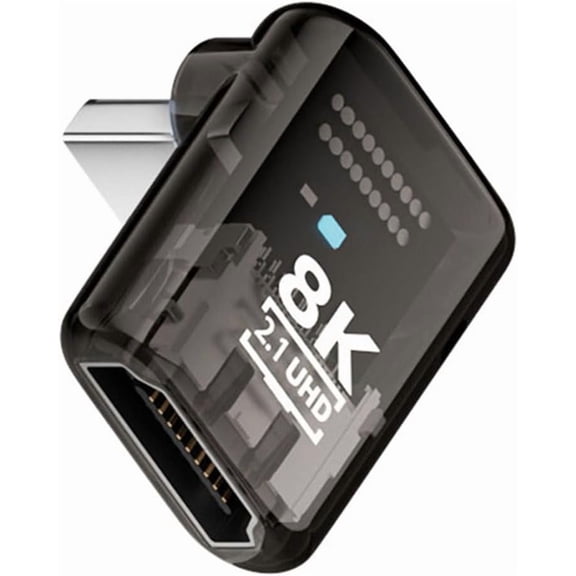 GUAJDE-Up Angled 90 Degree Low Profile HDMI Male to HDMI 2.1 Female UHD Extension Adapter Extender Transparent with Smart LED 8K 60hz HDTV