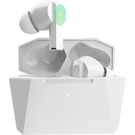 GUAJDE-Wireless Earbuds Bluetooth 5.0 Headphone, Type-C Charging Case 320mAh, Touch Control, Built-in Mic Active Noise Cancelling True Wireless Earbud - White, (ePRO-AE05-WH-KS-US)