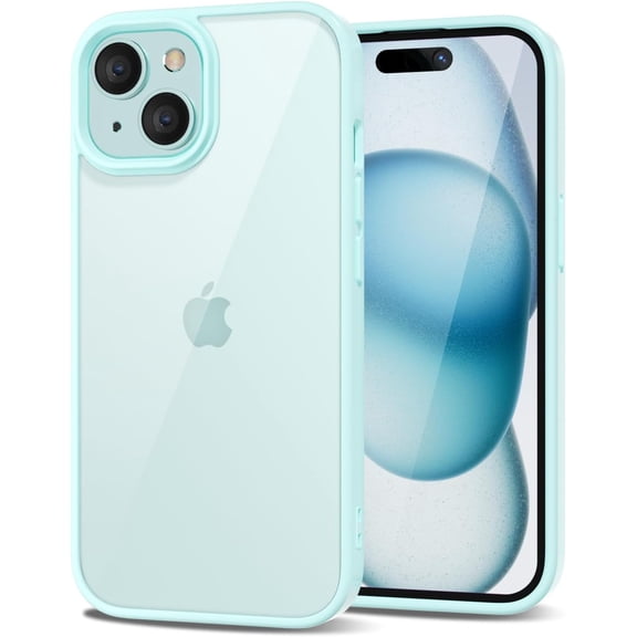 GUAJDE-for iPhone 15 Plus Case Clear, Transparent Hybrid 15 Plus Phone Case [Hard Plastic & Soft Silicone Bumper] Acrylic Non Yellowing Thin Slim Protective Cover for Women, Teal