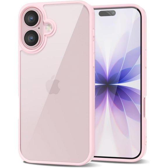 GUAJDE-for iPhone 17 Case Clear, Transparent Hybrid iPhone 17 Phone Case [Hard Plastic & Soft Silicone Bumper] Acrylic Non Yellowing Thin Slim Protective Cover for Women, Light Pink