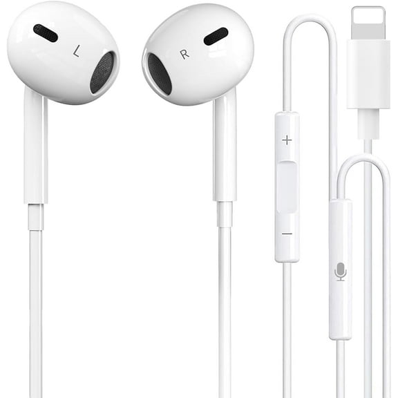 GUAJDE-iPhone Headphones Wired Earbuds [MFI Certified] In-Ear Headphones with Lightning Connector (Built in Microphone & Volume Control) Compatible with iPhone 14 Pro/13 Pro Max/12/11/XR/XS/X/8/7/SE/