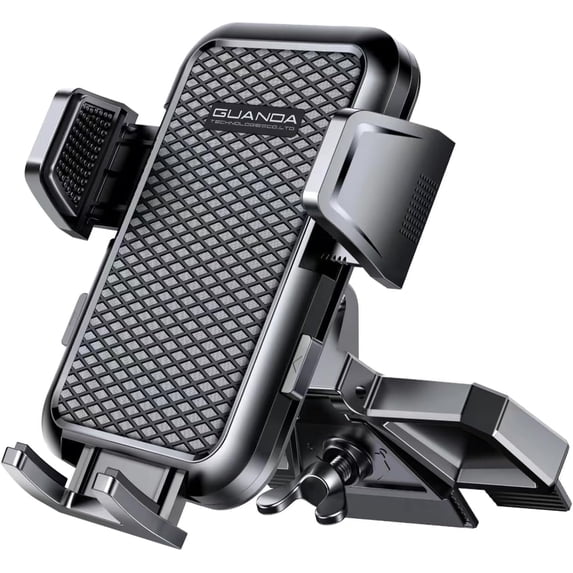 GUANDA Car Sturdy CD Slot Phone Mount, Anti-Vibration, Rotatable Universal Firm-Hold CD Player Phone Holder for Car, Single-press Release, Heat-Resistant, Compatible with iPhone & Samsung