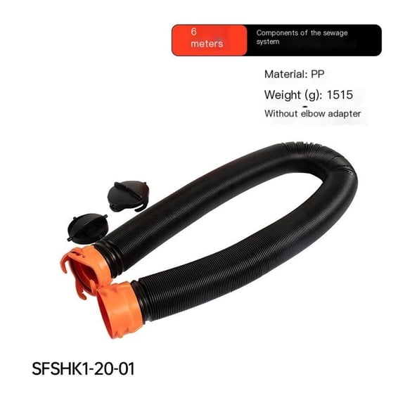 GUANGHUI 15-Ft RV Sewer Hose Kit - Features Elbow Fitting w/Removable 4-in-1 Adapter - Connects to 3" Slip or 3"/3.5"/4" NPT Threaded Sewer Connection