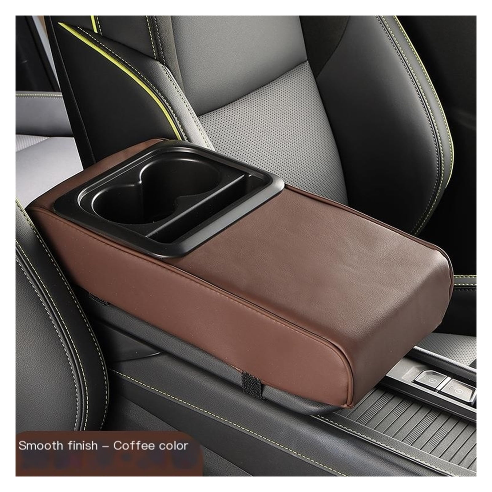 GUANGHUI Auto Center Console Armrest Pillow Arm Rest Cover Memory Foam Car Armrest Cushion with Cup Holder & Phone Holder Car Interior Accessories Armrest Booster Cushion Universal for Most Car