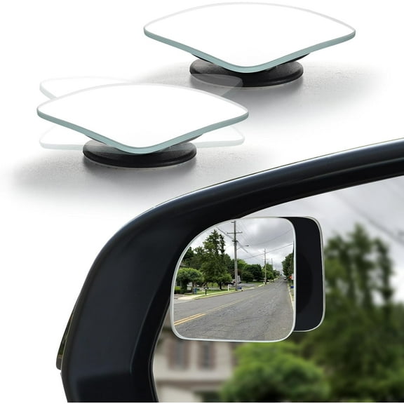 GUANGHUI Blind Spot Mirror, Fan HD Glass Frameless Convex Rear View Mirror with wide angle Adjustable Stick for Cars SUV and Trucks, Pack of 2