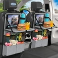 thumbnail image 1 of GUANGHUI Car Backseat Organizer with Tablet Holder,11 Storage Pockets with Foldable Food Tray, Protector Kick Mats for Kids, Travel Accessories Organizer (Gray, 1Pack), 1 of 7