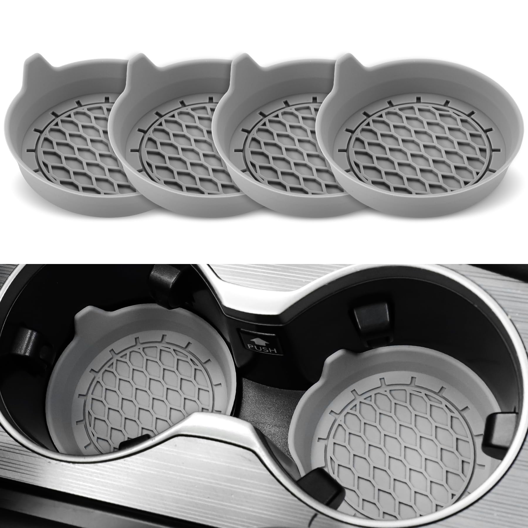 GUANGHUI Car Cup Holder Coaster, Silicone Cup Holder Insert, Universal ...
