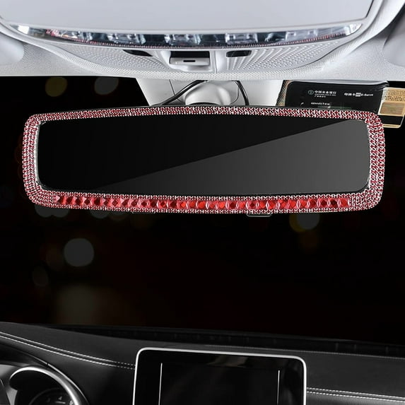 GUANGHUI Car Diamond-Encrusted Rearview Mirror Interior Rearview Mirror Decoration Diamond-Encrusted Creative Rhinestone Car Reversing Mirror Decoration