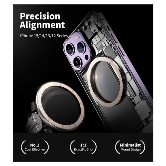 GUANGHUI Car Mount, Magnetic Car Phone Holder 20 Strong Magnets with Clip 360 Rotation Air Vent Cell Phone Mount Fit for Magsafe iPhone 16 15 14 13 12 Pro Max Mini MagSafe Case