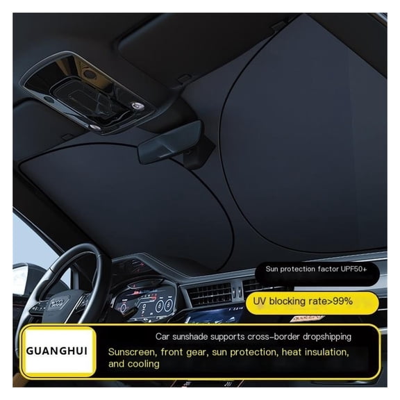GUANGHUI Car Windshield Sun Shade Extended Edge No Light Leakage Design Cooling Protect Car Interior from UV(Titanium silver 145*80cm)