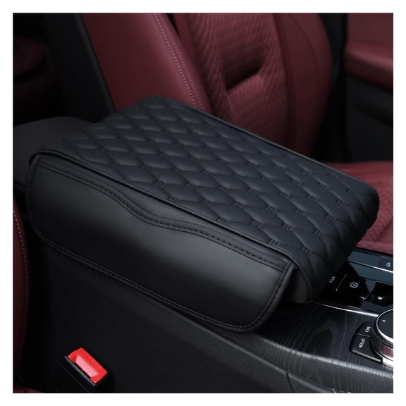 GUANGHUI Center Console Cover, Arm Rest Cover, Memory Foam Microfiber Leather Car Armrest Cover Cushion with 2 Storage Bags, Universal Center Console Covers for Cars/Truck/Auto/SUV (Black)