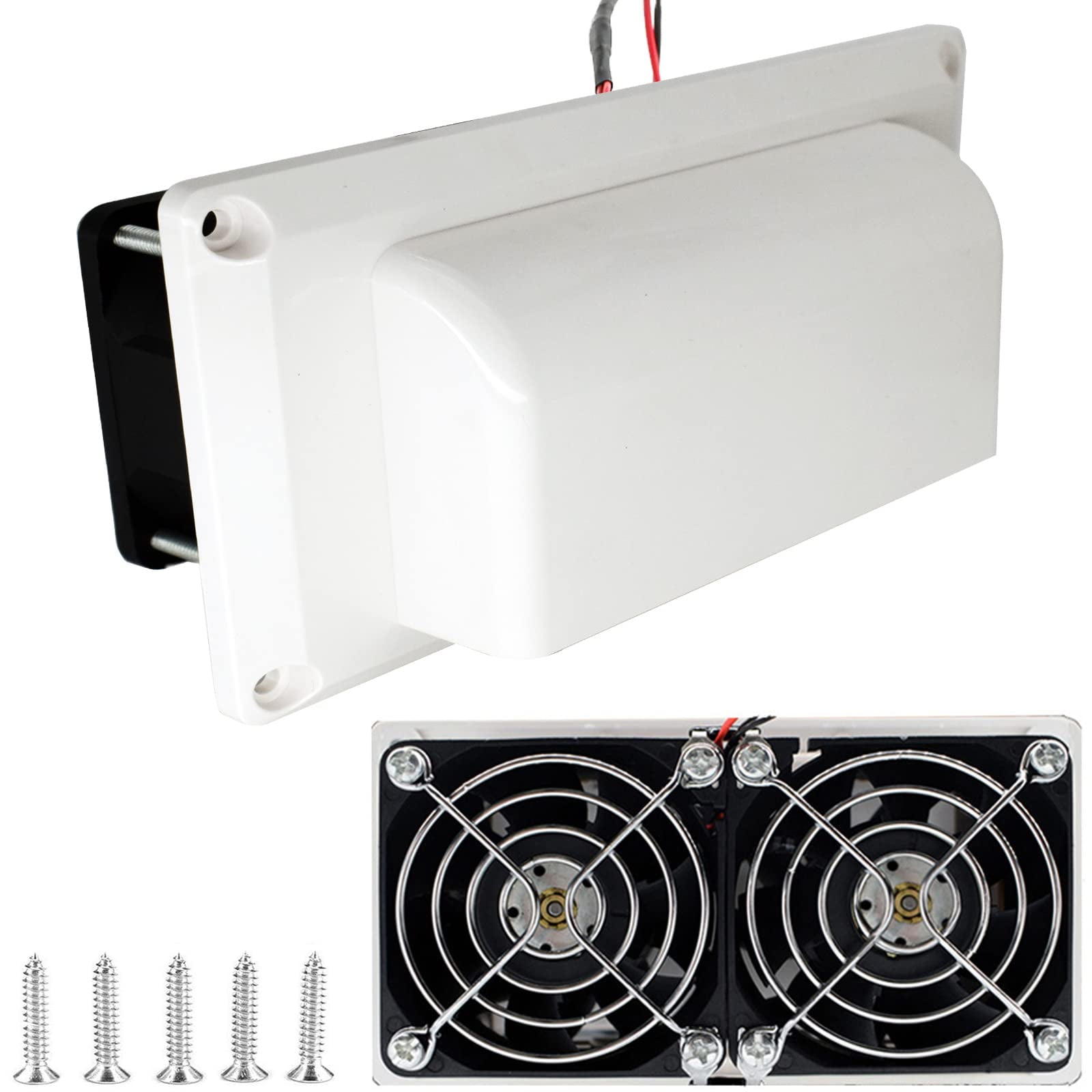 Afzuigventilator, 4.7x4.7in 12 V/24 V Air Vent Fan Cooling Uitlaat Ventilator Vooruit Achteruit Rotatie ABS voor RV Campers Jacht(12V