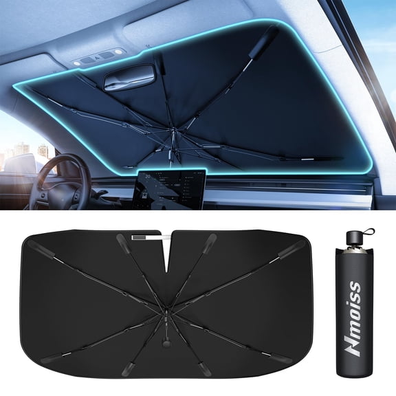 GUANGHUI Windshield Sun Shade Umbrella for Car Vinyl Coating Protect Car from Sun Rays & Heat Damage Keep Cool and Protect Interior Small (53" L x 29" W)