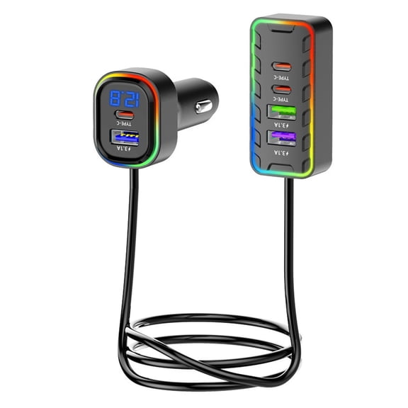 GUANGHUI new 66W USB C Car Charger with 6 Fast Charging Ports, Road Trip Essentials Cigarette Lighter Car Travel Essentials for Long Trips for iPhone 16 15 Pro Max 14 iPad S24 S25 Hire Tablet 17