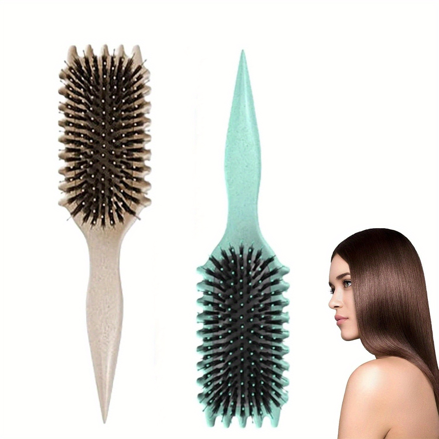 GUANGZHYZYFUS Beige Boar Bristle Hair Brush Styling Brush for