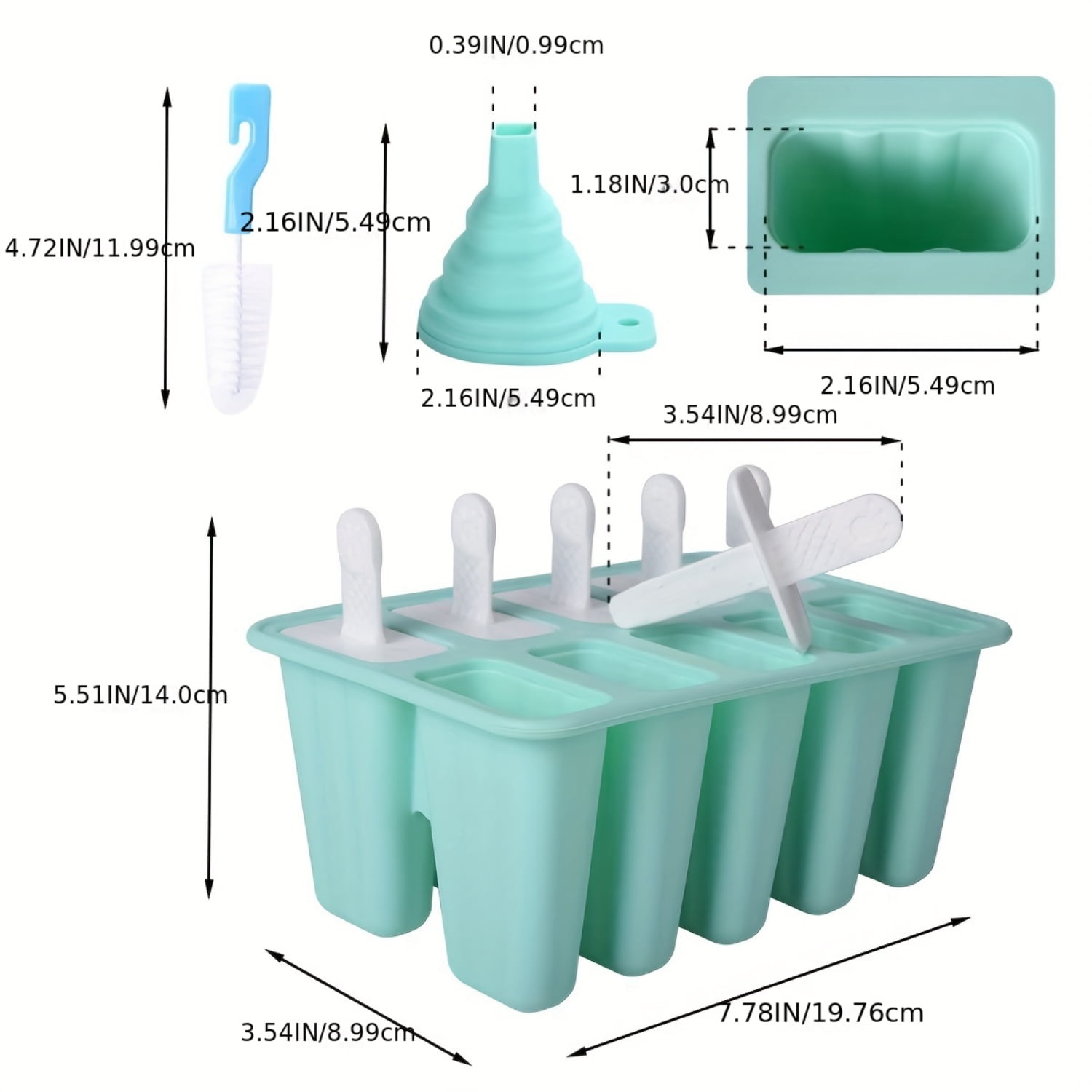 GUANGZHYZYFUS Creative Flexible and Durable Silicone Popsicle Mold BPAFree Set with Funnel