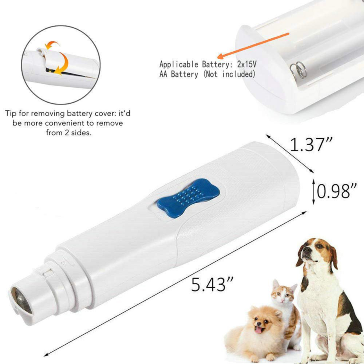 GUANGZWTLI Portable Efficient and Safe Nail Grinder for Dogs and Cats