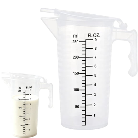 GUANJUN Transparent Plastic Measuring Cup With Lid, Handle Design Measuring Vessel, For Liquid Powder Baking Mixing