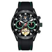 GUANQIN Automatic Mechanical Wrist Watch Men 50M Waterproof Luminous Tourbillon Rubber Strap Sapphire Crystal Clock