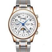 GUANQIN Automatic Self-Winding Watch Men Stainless Steel Leather Waterproof Business Mechanical Sapphire Wristwatch Day Date Multifunction