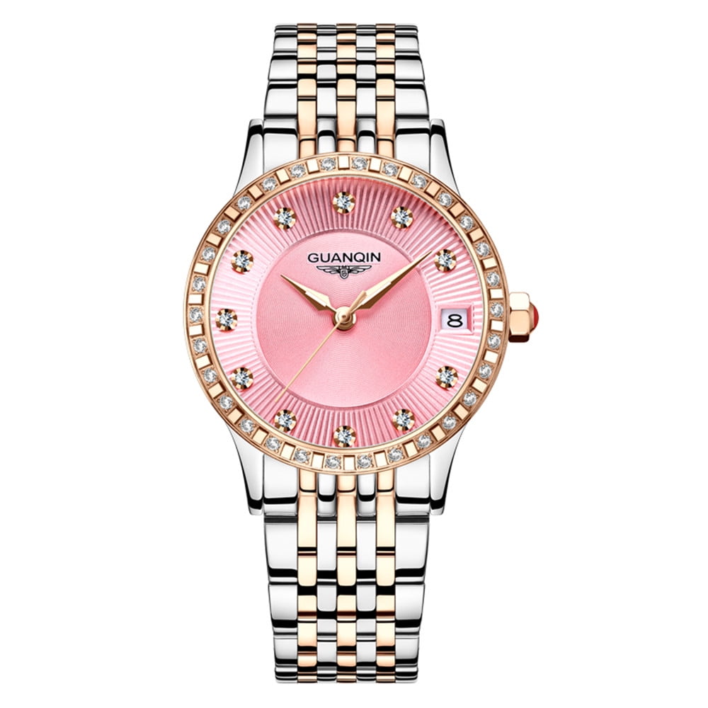 GUANQIN Automatic Watches Self Winding for Woman Stainless Steel Watch Simple Dress Mechanical Ladies Wristwatches Date Luminous Waterproof