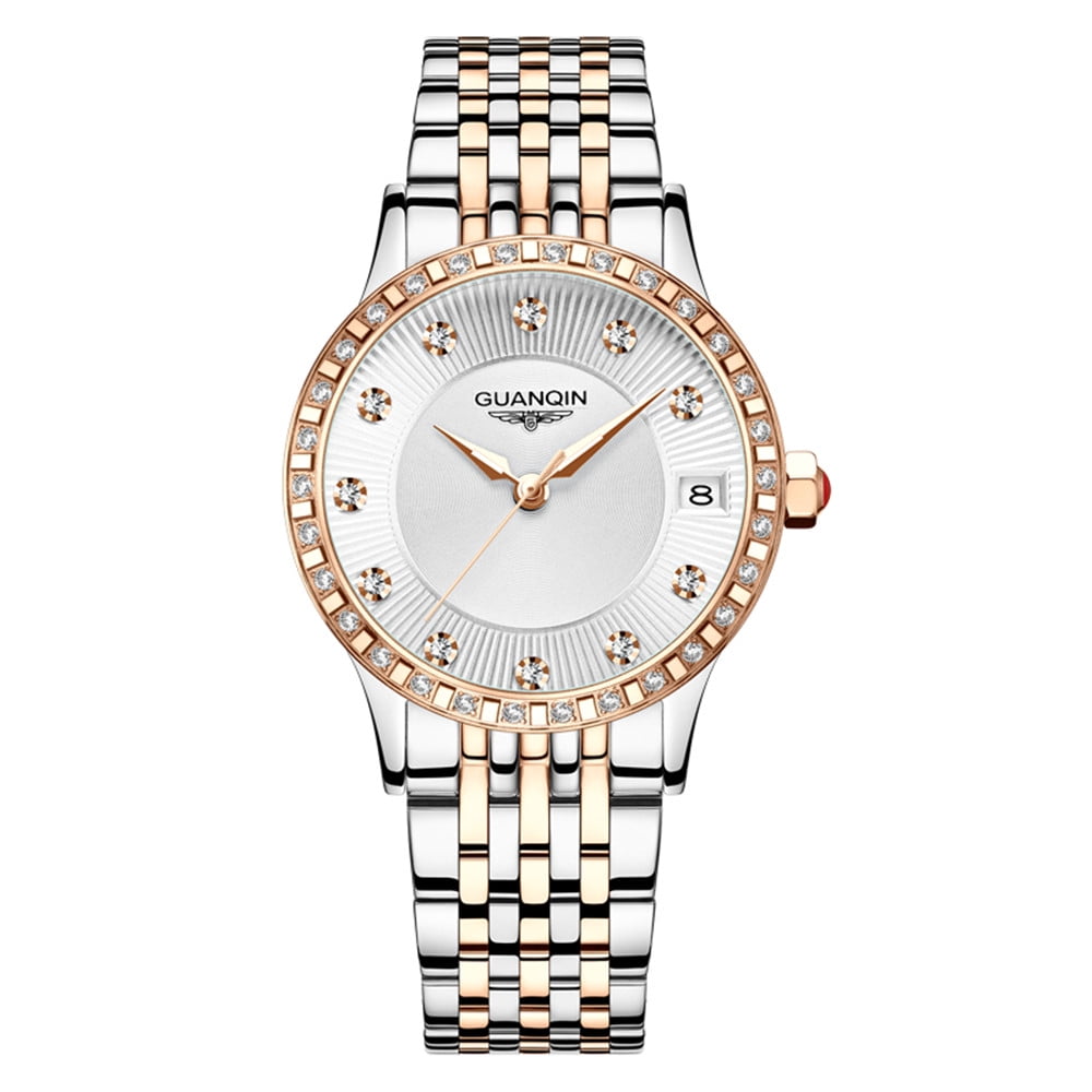 GUANQIN Automatic Watches Self Winding for Woman Stainless Steel Watch Simple Dress Mechanical Ladies Wristwatches Date Luminous Waterproof