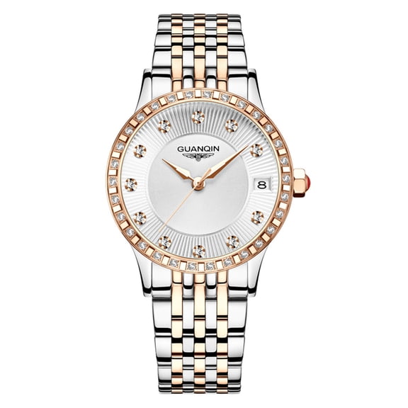 GUANQIN Automatic Watches Self Winding for Woman Stainless Steel Watch Simple Dress Mechanical Ladies Wristwatches Date Luminous Waterproof