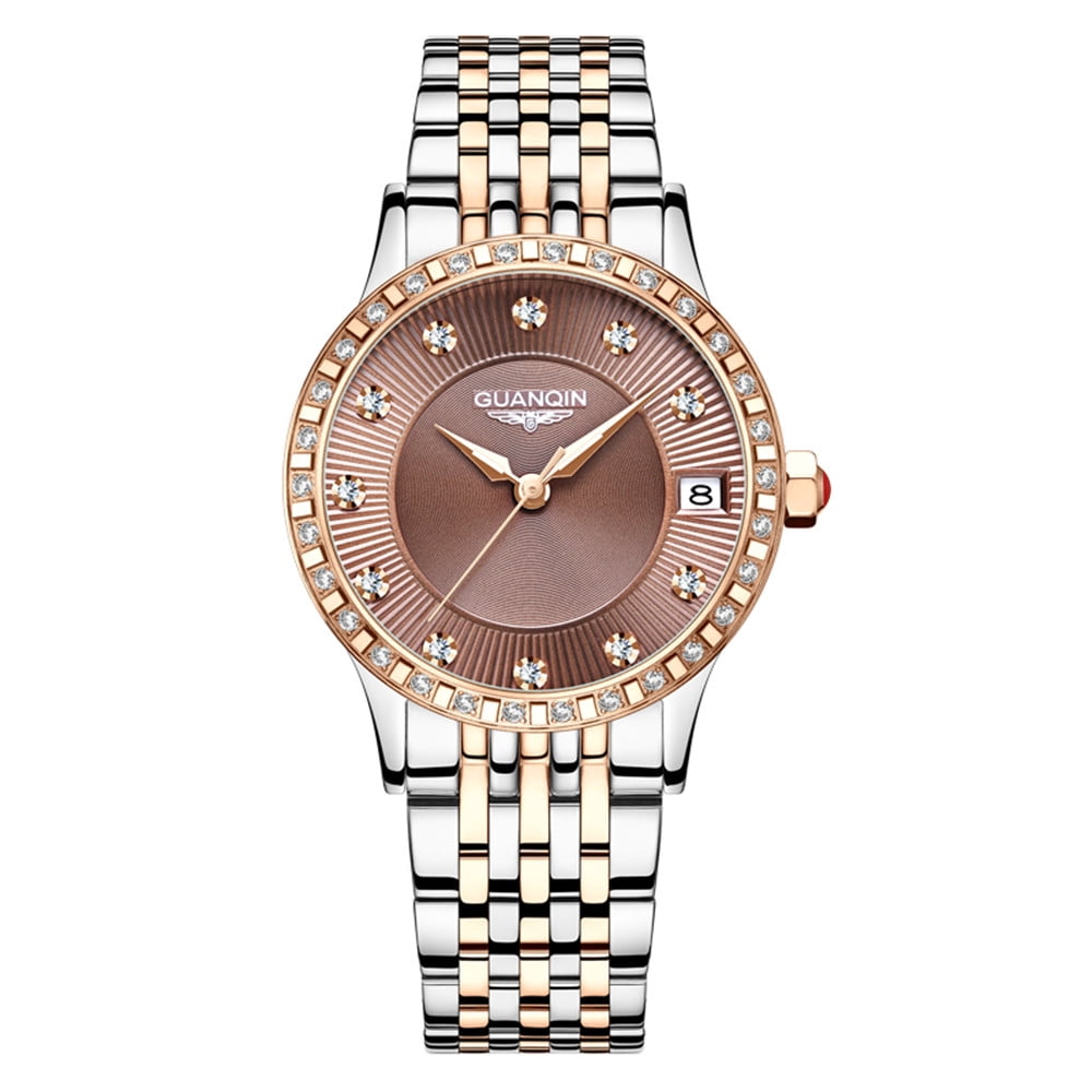 GUANQIN Automatic Watches Self Winding for Woman Stainless Steel Watch Simple Dress Mechanical Ladies Wristwatches Date Luminous Waterproof