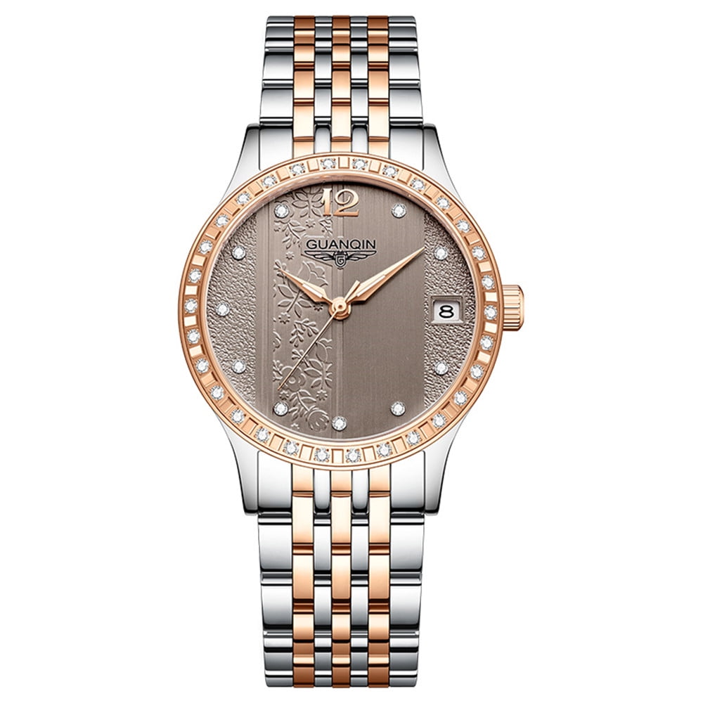 GUANQIN Automatic Watches Self Winding for Woman Stainless Steel Watch Simple Dress Mechanical Ladies Wristwatches Date Luminous Waterproof