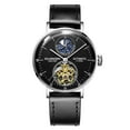 thumbnail image 1 of GUANQIN Men Analog Automatic Self Winding Mechanical Skeleton Stainless Steel Leather Vintage Wrist Watch Moon Phase Chronograph Sapphire Mirror Clock Man Great Gift Choice for Holidays Birthday, 1 of 5