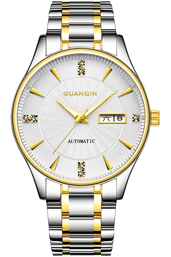 Men Analog Fashion Automatic Self-Winding Mechanical Stainless Steel Band Wrist Watch Date Luminous