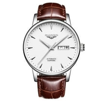 GUANQIN Men Analog Fashion Automatic Self-Winding Mechanical Stainless Steel Leather Wrist Watch Date Luminous