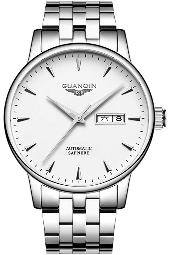 Men Analog Fashion Automatic Self-Winding Mechanical Stainless Steel Leather Wrist Watch Date Luminous