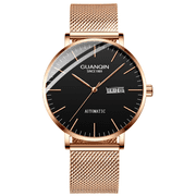 GUANQIN Men Analog Fashion Simpale Design Japan Miyoda 8205 Movement Automatic Self-Winding Mechanical Stainless Steel Leather Wrist Watch Day Date