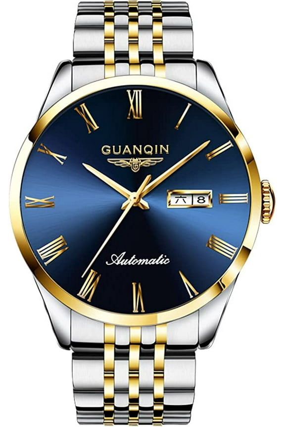 Men Automatic Mechanical Movement Stainless Steel Business Wrist Watch Sapphire Crystal Waterproof Self-Winding Clock Day Date