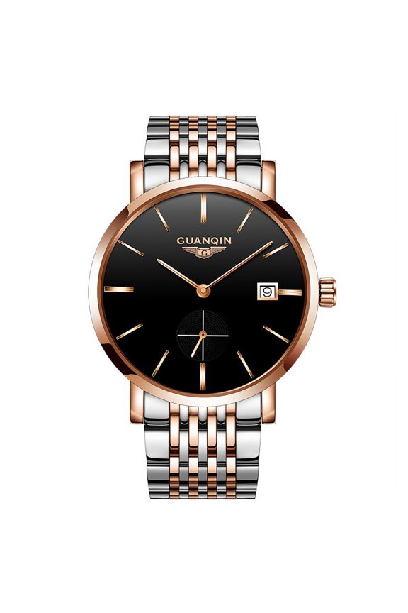 Men Calendar Date Analog Automatic Self Winding Mechanical Vintage Wrist Watch with Stainless Steel Band Waterproof Sapphire Mirror Business Clock Man