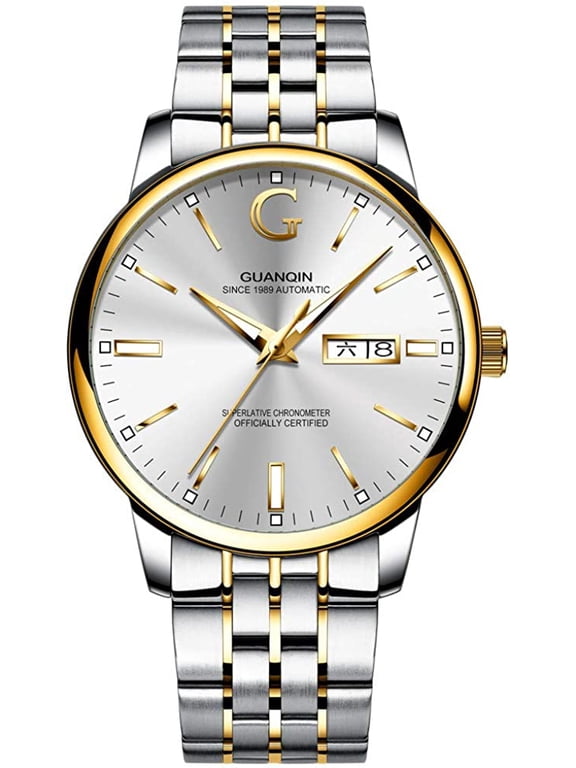 Men Day Date Luminous Analog Japanese Automatic Self Winding Mechanical Wrist Watch with Stainless Steel Bracelet