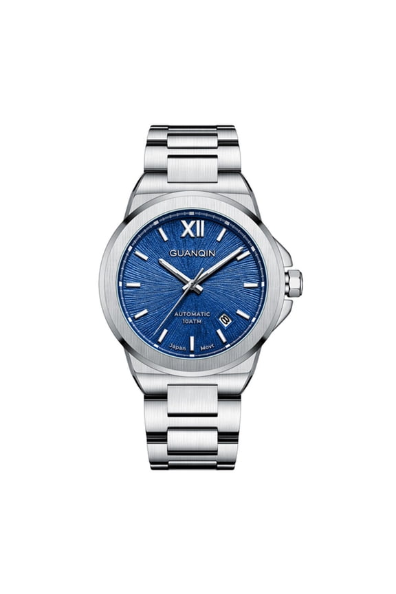 Men Japan Automatic Self Wind Mechanical Movement Luminous Stainless Steel Business Wrist Watch Sapphire Crystal Waterproof Self-Winding Clock Calendar