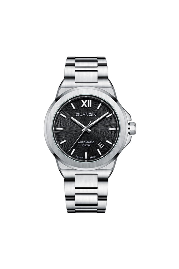 Men Japan Automatic Self Wind Mechanical Movement Luminous Stainless Steel Business Wrist Watch Sapphire Crystal Waterproof Self-Winding Clock Calendar