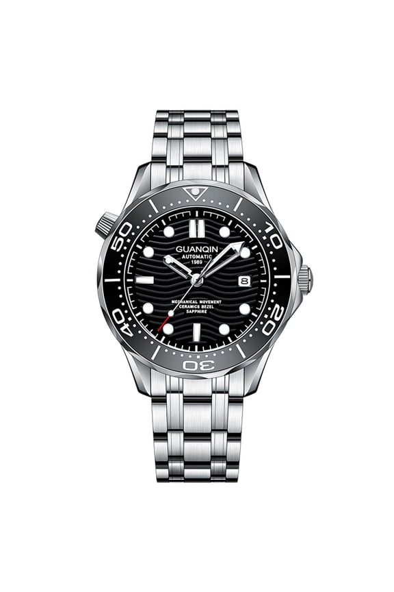 Men Japan Mechanical Movement Vintage Wristwatch Stainless Steel Automatic Self-Winding Sapphire Crystal Business Clock Male Waterproof 100M Sport Wrist Watch Date Luminous