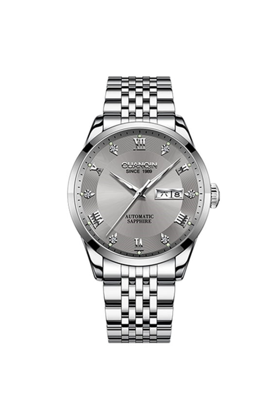 Men Rhinestone Calendar Week Multifunctional Vintage Wristwatch Analog Automatic Self-Winding Mechanical Stylish Wrist Watch Steel or Leather Band Sapphire Waterproof Luminous Business Clock