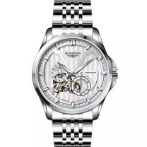 GUANQIN Men Skeleton Automatic Mechanical Self-Wind Business Wristwatch Luminous Stainless Steel Vintage Wrist Watch Classic Sapphire Crystal Waterproof Multifunctional Clock