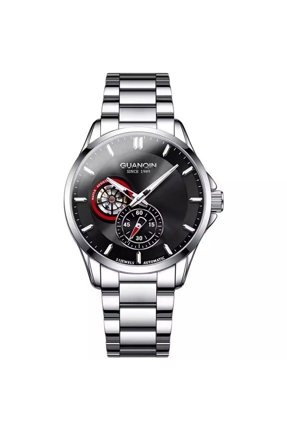 Men Skeleton Automatic Self-Winding Mechanical Business Wristwatch Luminous Stainless Steel Vintage Wrist Watch Classic Sapphire Crystal Waterproof Multifunctional Clock