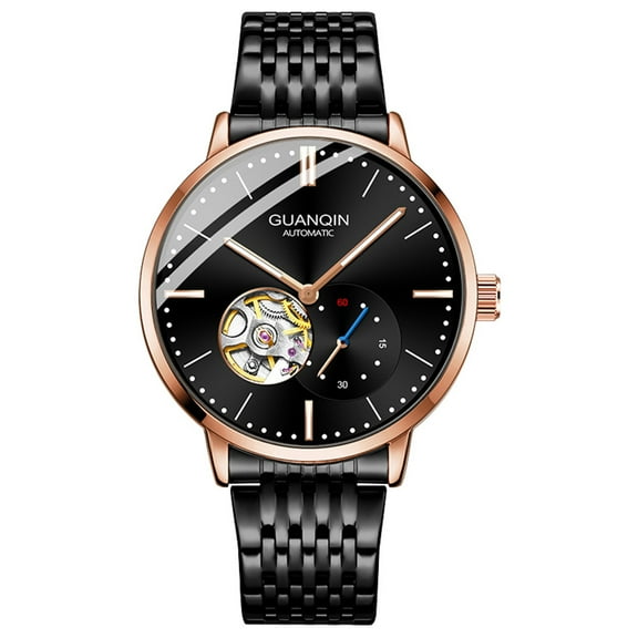 GUANQIN Men Skeleton Automatic Self-Winding Mechanical Business Wristwatch Luminous Stainless Steel Vintage Wrist Watch Sapphire Crystal Waterproof Multifunctional Classic Clock